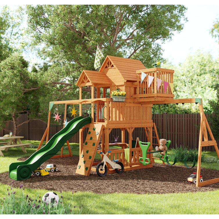 Skyfort 2 store wooden swing set